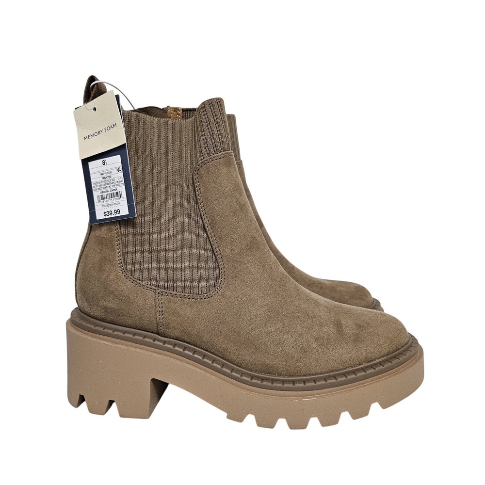 Universal Thread Boots Women 8.5 Tan Kyrie Lug Sole Sock Ankle Bootie Faux Suede